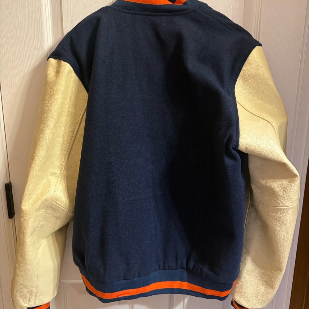 Kids Navy and Cream Varsity Jacket - Picture 2 of 5